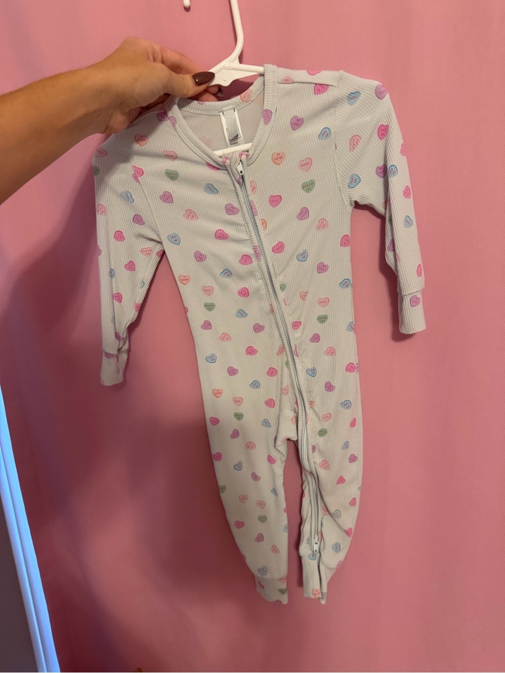Skims Valentine Heart-Print Zip Footed One-Piece Baby 9m